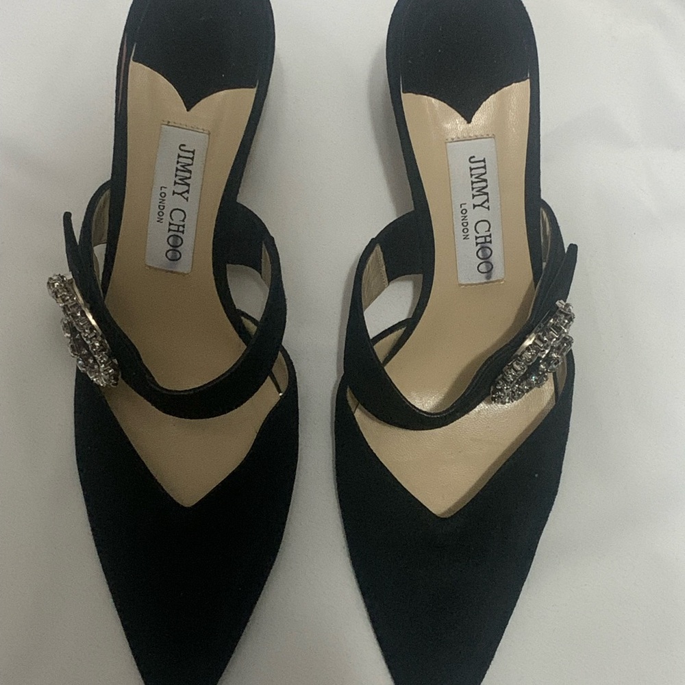 Jimmy Choo Black Heels with Sparkling Embellishments